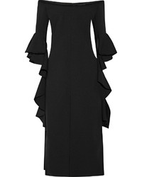 Black Ruffle Midi Dress