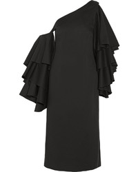 Rosie Assoulin Bidi Bidi Bom Bom Convertible One Shoulder Ruffled Cotton Twill Dress
