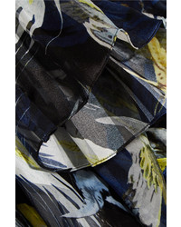 Erdem Niamh Ruffled Printed Silk Chiffon Midi Dress Black