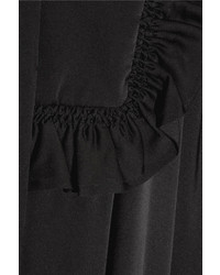Ellery Olga Ruffle Trimmed Stretch Silk Midi Dress Black