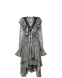 Preen by Thornton Bregazzi Stripy Ruffled Asymmetrical Dress