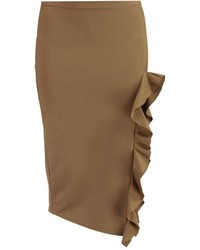 Boohoo Carmel Ruffle Split Midi Skirt