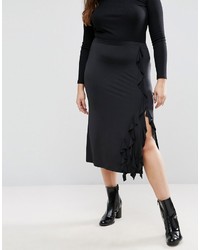 Asos Curve Curve Midi Skirt With Side Ruffle
