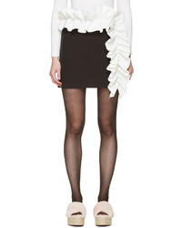 MSGM Black Contrast Ruffle Miniskirt