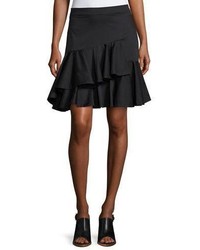 Rebecca Taylor Cotton Ruffled Mini Skirt Black