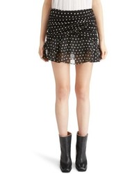 Saint Laurent Lipstick Dot Ruffle Miniskirt