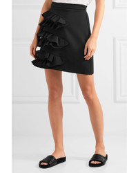 MSGM Ruffled Crepe Mini Skirt Black