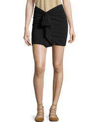 Isabel Marant Ruffled Linen Stretch Jersey Mini Skirt Black