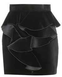 Balmain Ruffled Velvet Miniskirt