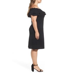 Eliza J Plus Size Off The Shoulder Knit Ruffle Fit Flare Dress