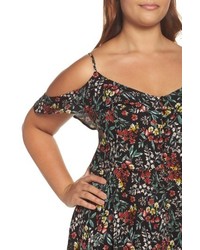 Glamorous Plus Size Ruffle Print Off The Shoulder Maxi Dress