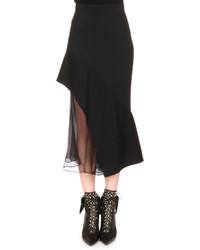 Givenchy Chiffon Inset Asymmetric Ruffled Skirt