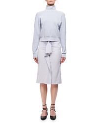 Carven High Rise Deconstructed Pencil Skirt W Ruffle