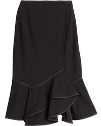 Donna Karan New York Stretch Crepe Skirt With Ruffled Hem