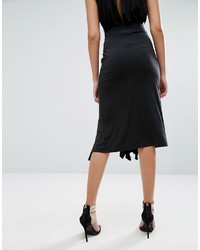 Asos Pencil Skirt In Slinky Jersey With Ruffle Detail