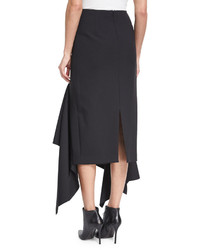 SOLACE London Theon Asymmetric Ruffled Skirt Black