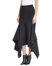 SOLACE London Theon Asymmetric Ruffled Skirt Black