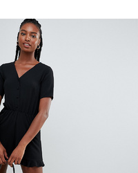 New Look Tall Button Through Playsuit In Black