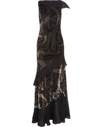 Black Ruffle Satin Evening Dress