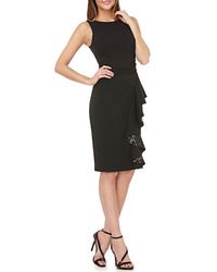 Black Ruffle Sequin Sheath Dress