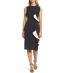 Maria Bianca Nero Colorblock Ruffle Sheath Dress