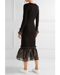 Opening Ceremony Organza Ruffle Trimmed Cady Dress Black