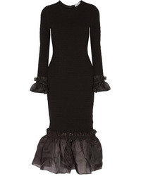 Opening Ceremony Organza Ruffle Trimmed Cady Dress Black