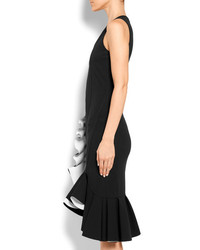Givenchy Ruffled Two Tone Stretch Knit Dress Black