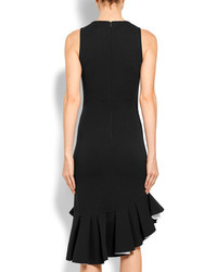 Givenchy Ruffled Two Tone Stretch Knit Dress Black