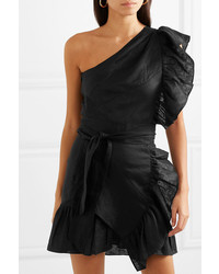 Isabel Marant Etoile Teller One Shoulder Ruffled Linen Mini Dress
