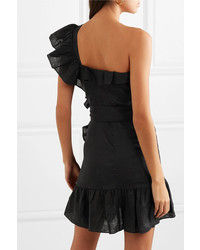 Isabel Marant Etoile Teller One Shoulder Ruffled Linen Mini Dress
