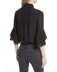 L'Agence Desa Ruffle Sleeve Silk Blouse