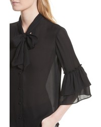 L'Agence Desa Ruffle Sleeve Silk Blouse