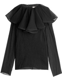 Nina Ricci Silk Crepe Blouse With Ruffled Collar
