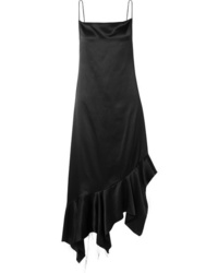 Black Ruffle Silk Cami Dress
