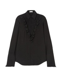 Black Ruffle Silk Dress Shirt
