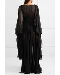 Saint Laurent Ruffled Tiered Silk Chiffon Gown