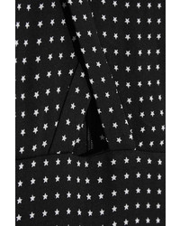 Tibi Estrella Ruffled Printed Silk Midi Dress Black