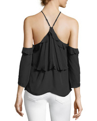 Paige Luciana Halter Off The Shoulder Ruffled Silk Blouse