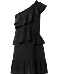 IRO Brooka One Shoulder Ruffled Washed Silk Mini Dress