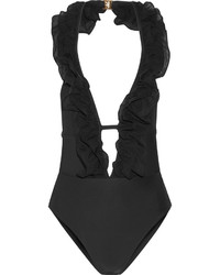 Black Ruffle Swimsuit