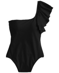 J.Crew Ruffle One Shoulder One Piece Swimsuit