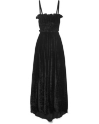 Black Ruffle Velvet Maxi Dress