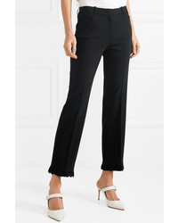Michael Kors Collection Ruffle Trimmed Wool Blend Crepe Straight Leg Pants