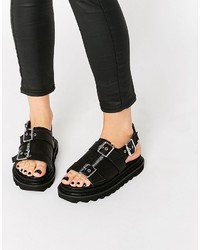 Unif Bab Black Buckled Sandals