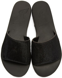 Ancient Greek Sandals Black Calf Hair Taygete Sandals
