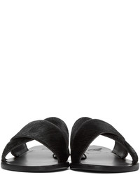 Ancient Greek Sandals Black Calf Hair Thais Sandals