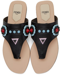Fendi Black Faces Sandals