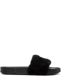 Baja East Black Fila Edition Shearling Drifter Sandals