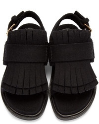 Marni Black Fringe Fussbett Sandals